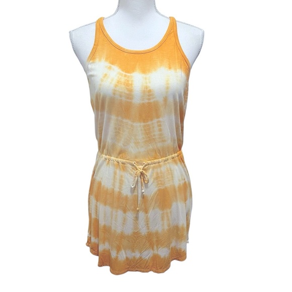 Chaser Tie Dyed Strappy Back Shirttail Mini Dress Goldfish Beach Summer Medium - Picture 2 of 13